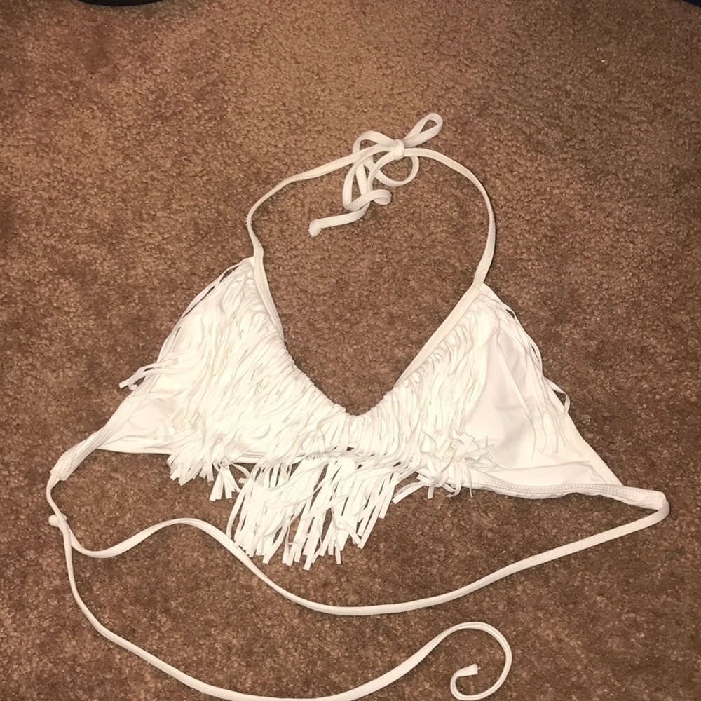 LSpace white fringe bikini top size L